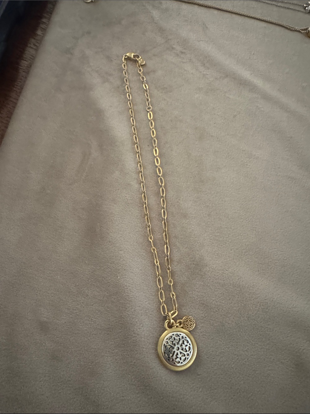 Brighton Gold and Silver Filigree Locket Necklace